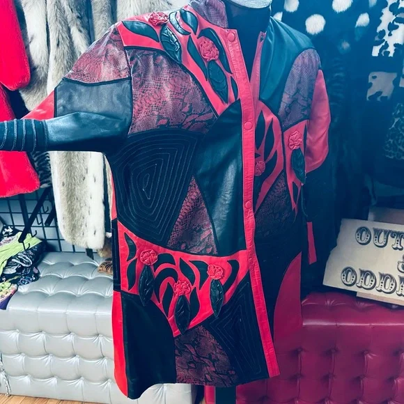 Leather 9000 Vintage 80s Rounded Collar Patchwork Buttery Soft Leather Jacket - Picture 3 of 10